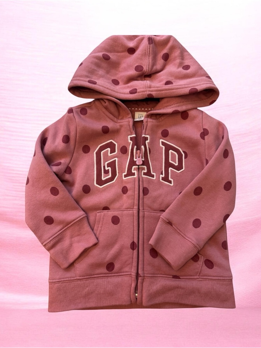GAP Kids Mauve Hoodie with Dark Polka Dots